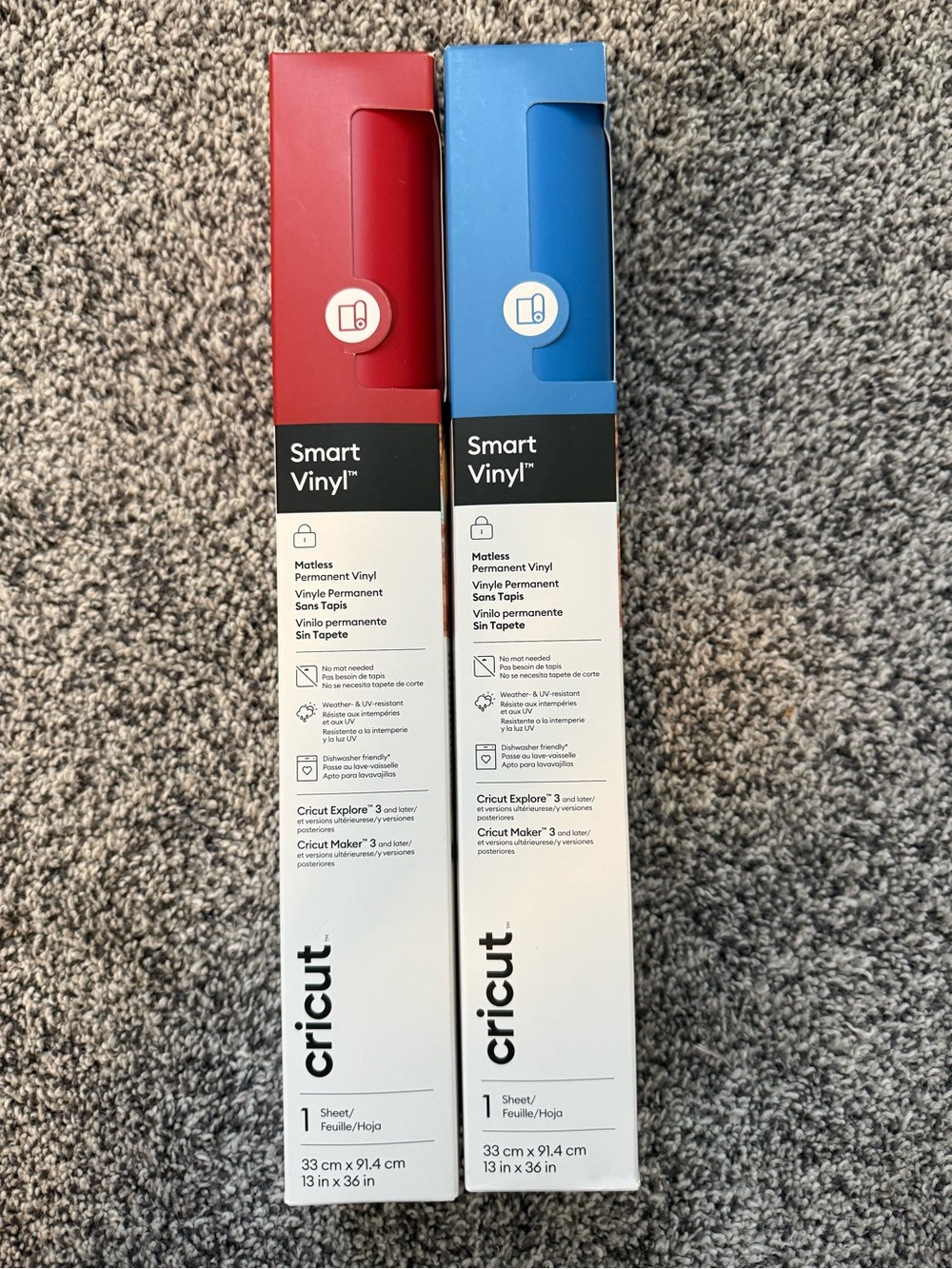 Cricut Smart Vinyl - Matless Permanent Vinyl - Red & Blue - NWT